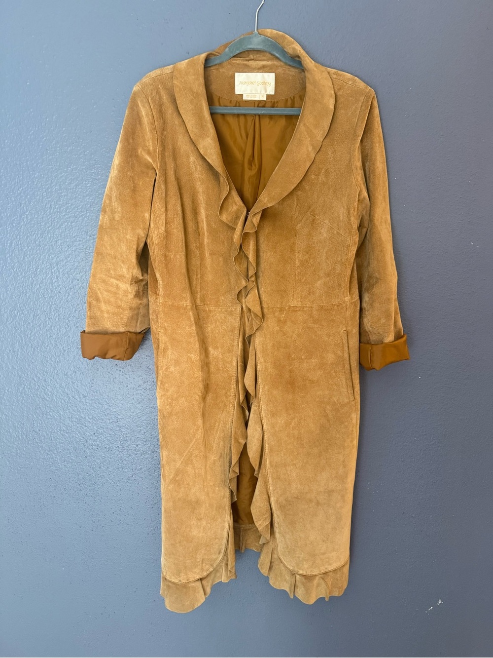 Women's Ruffle-Trim Suede Coat